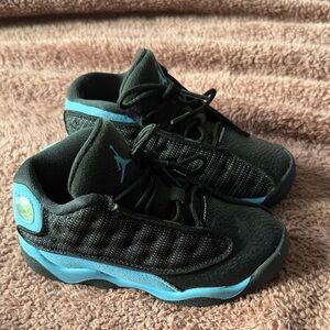 Jordan Kids Black and Light Blue Sneakers